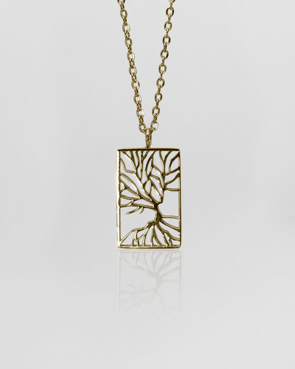 Quercia - Wooden Necklace (Gold Plated)